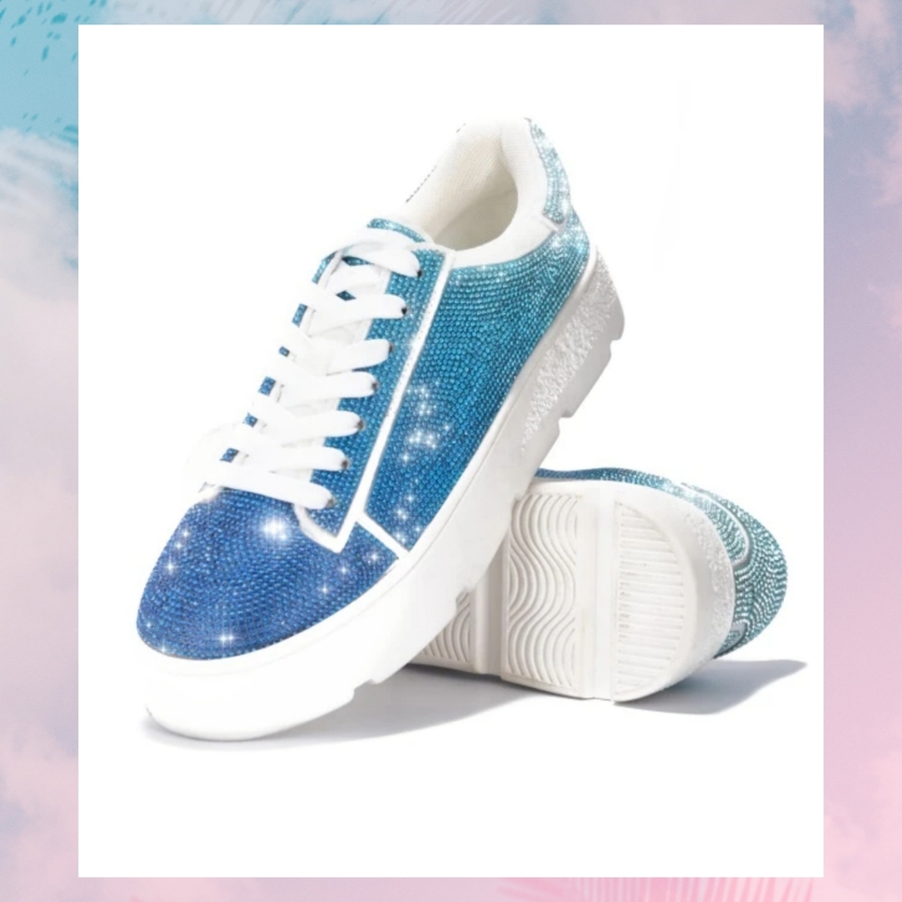 💙Blue Ombre Rhinestone Sneaks💙 - Picture 2 of 9